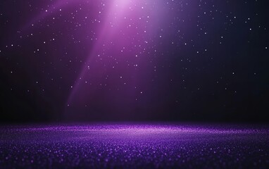 Poster - Colorful Purple Cosmic Background Featuring Sparkling Particles and Shimmering Stars in a Dark Space Setting
