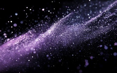 Poster - Colorful Purple Cosmic Background Featuring Sparkling Particles and Shimmering Stars in a Dark Space Setting