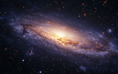 Poster - Colorful Purple Cosmic Background Featuring Sparkling Particles and Shimmering Stars in a Dark Space Setting