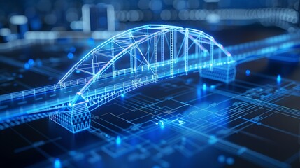 Poster - vision of architecture of a 3d model bridge project