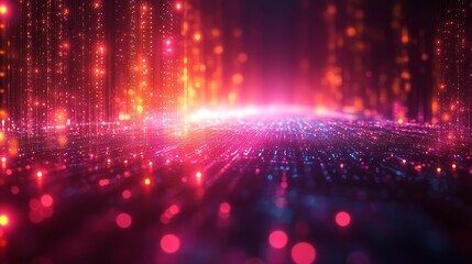 Poster - Vibrant Cosmic Landscape With Glowing Particles and an Atmospheric Glow at Night