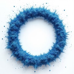 Poster - Sea blue glitter swirling particles on circle frame isolated on white background. Abstract shiny dust motion. Colors closeup. Artistic light frame, design, shape, wave effect. High-coloured shine,
