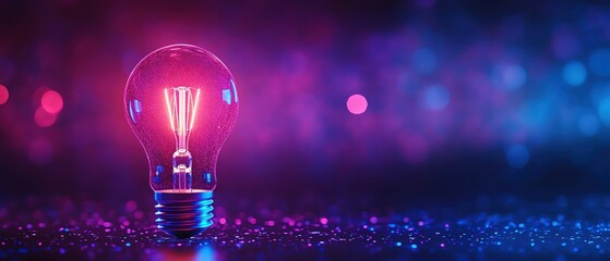 Aufkleber - Vibrant light bulb glowing against a colorful sparkling background.