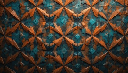 Poster - Abstract Geometric Pattern with Blue and Orange Color Scheme