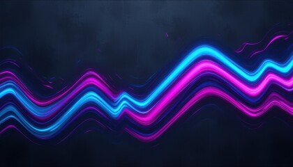 Poster - Vibrant Abstract Wave Pattern in Blue and Pink with Dark Background