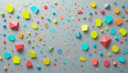 Poster - Colorful Geometric Shapes on Bright Gray Background for Design Use