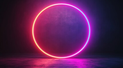Aufkleber - Vibrant neon circle with purple and pink glow on dark background.