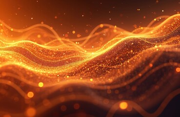 Leinwandbilder - Abstract festive background with blurred orange bokeh lights and wavy shapes. Decorative glowing backdrop with smooth, vibrant colors. Elegant design for greetings, festive events, presentations.