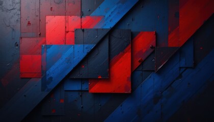 Poster - Abstract Geometric Background in Red and Blue Color Palette