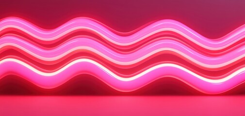 Aufkleber - Vibrant neon light waves in pink colors, creating a dynamic visual effect.
