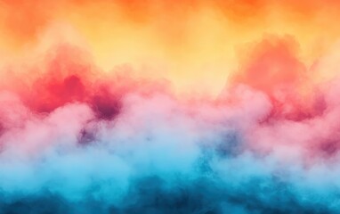 Poster - Vibrant smoke clouds blending orange, pink, and blue against a soft gradient backdrop.