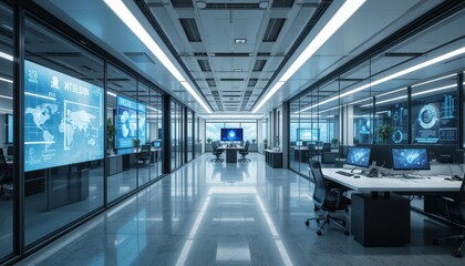 Poster - Modern Office Interior with High-Tech Features and Clean Design