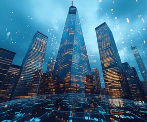 Poster - Downtown Cityscape at Night