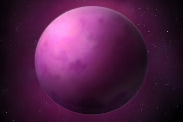 pink sphere planet in dark outer space with visible stars celestial background