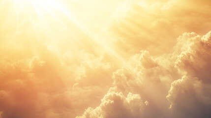 Aufkleber - A bright golden sunrise with rays of light piercing through soft clouds, symbolizing hope, warmth, and the beauty of nature at dawn.