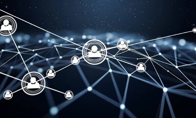 Futuristic digital network with user icon in the center