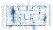 Detailed Abstract Architectural Floor Plan with Line Drawings on White Background