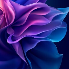 Poster - Abstract Fluid Wave in Shades of Blue, Purple and Pink - Modern Digital Art Background