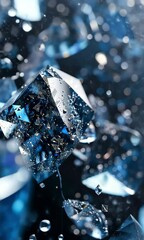 Poster - Discover the beauty of blue crystals sparkling in intricate shapes with fascinating details shown in close-up