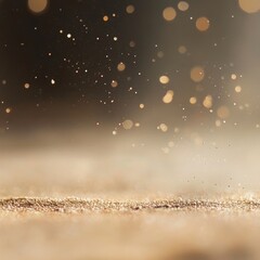 Leinwandbilder - Golden Dust: A Shimmering Surface with Floating Particles of Light in a Dreamy, Abstract Composition