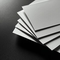 Poster - Minimalist Presentation: Stack of Textured White Cards on a Dark Background - Business and Design Elements
