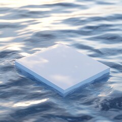 Aufkleber - White Platform on Reflective Water: Minimalist Product Showcase with Serene, Abstract Aesthetic.