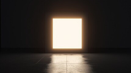 Wall Mural - A black canvas with one single glowing white square