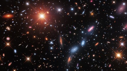 Poster - Expansive Cosmic View Showcasing Vibrant Nebulae and Stellar Formations in Deep Space, Illustrating the Beauty of the Universe