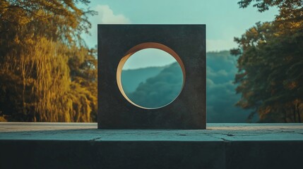 Aufkleber - A circle and a square perfectly aligned in the center of the frame