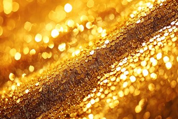 Poster - Golden sequin fabric with dazzling bokeh lights, creating a luxurious and glamorous texture perfect for festive occasions and celebratory designs, shiny and bright.