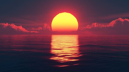 Poster - A digital sunset where the sun is a massive pixel