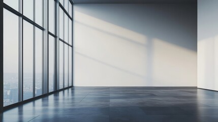 Poster - Dimly Lit Office Space With Plants and Modern Furniture Showcasing a Quiet Atmosphere in the Late Evening Hours
