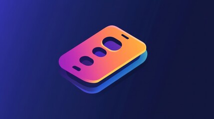 Isometric Smartphone App Interface Design: Gradient Colors, User Interface, Mobile Application, Digital Technology, Screen Buttons, Modern Style, Technology Icon,  Abstract Background, Colorful Design