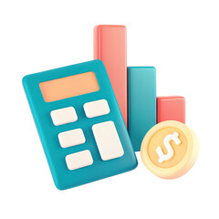 Poster - Business investment concept, Calculator and financial charts representing budgeting Clipart Photo isolated on transparency background