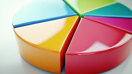 Poster - Colorful pie chart segments on a reflective surface illustrating data visualization concepts