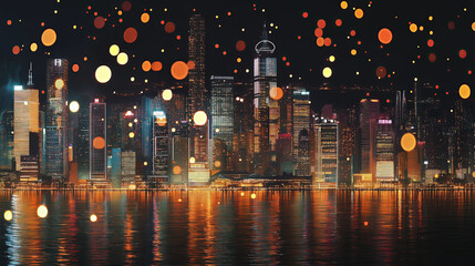 Poster - A futuristic cityscape made entirely of glowing dots.