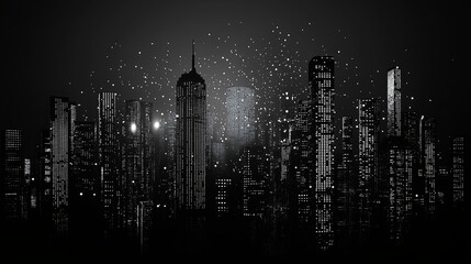 Poster - A futuristic cityscape made entirely of glowing dots.