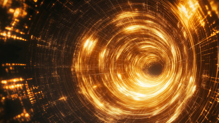 Poster - A glowing geometric tunnel stretching into infinity