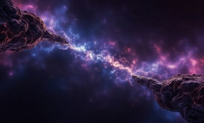 Wall Mural - Majestic cosmic landscape with vibrant colors