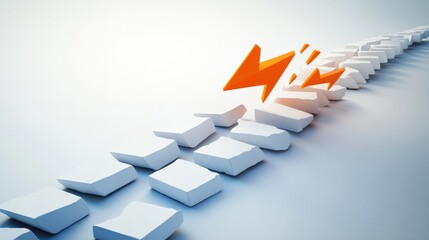 Poster - abstract representation of broken tiles with an arrow indicating motion and change