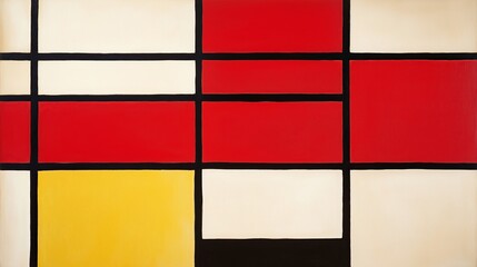 Poster - A painting with only one horizontal and one vertical line intersecting