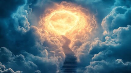 Poster - A staircase leading into a portal of swirling clouds.