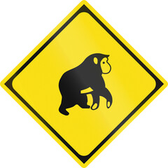 Wall Mural - Japanese road sign - Animals crossing - Monkey