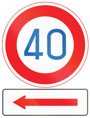 Wall Mural - Japanese road sign - Maximum Speed Limit 40 kilometers per hour to the left