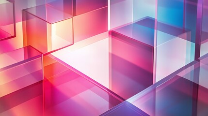 Poster - Overlapping translucent squares forming an optical illusion.