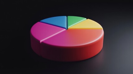 Poster - Colorful pie chart on a black background showcasing data distribution for analysis