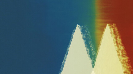 Poster - Abstract color gradient with sharp geometric peaks in blue, green, and red tones