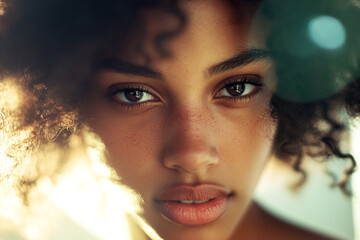 Wall Mural - Portrait of beautiful young AfricanAmerican woman