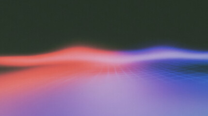 Poster - Abstract gradient waves with grid texture in dark background