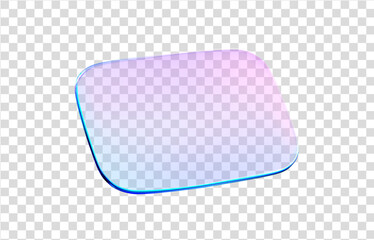 Wall Mural - 3d glass rectangle shape. holographic crystal plate transparent. blue purple gradient 3d box glass b